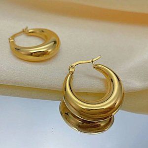 Stainless Steel Vintage Chunky Hoops